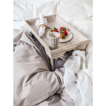 Housse de duvet en percale – coton bio GOTS – Blanc & Beige – plusieurs tailles disponibles à partir de