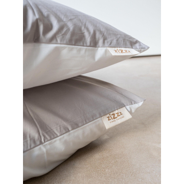 Taies d’oreiller – Blanc & Beige – Percale Bio - 4 tailles – à partir de € 25