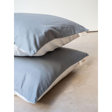 Taie d’oreiller en percale – 80x80cm – Blanc & Gris