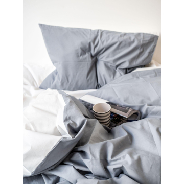 Housse de duvet en percale – coton bio GOTS – Blanc & Gris – plusieurs tailles disponibles à partir de 