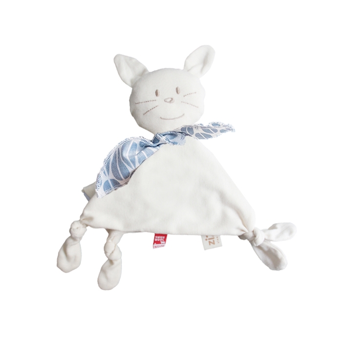 Doudou Lapin avec écharpe décorative motif Little Leaves